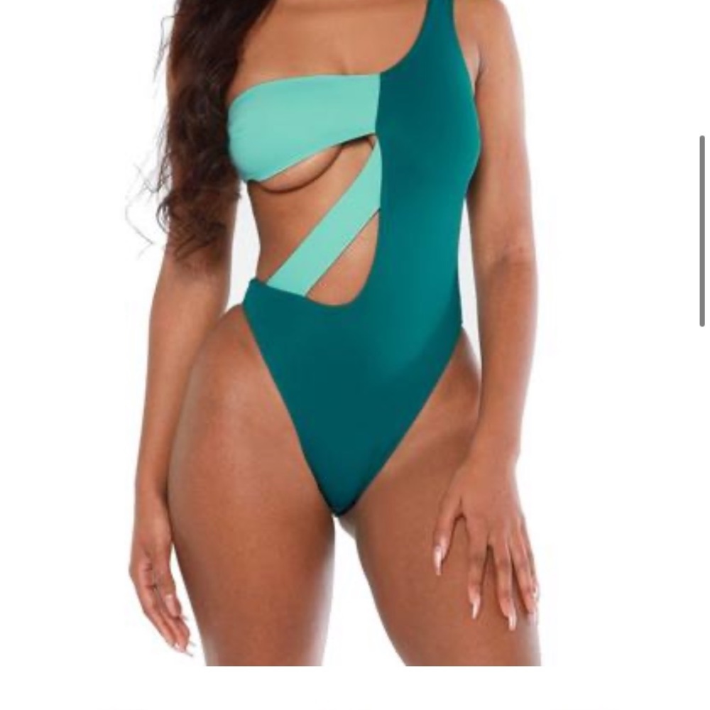 Green and Aqua one Piece Bathing suit